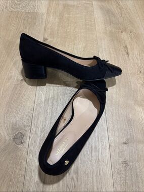 Liz Claiborne Black Low Block Heel Bow Detail Pumps